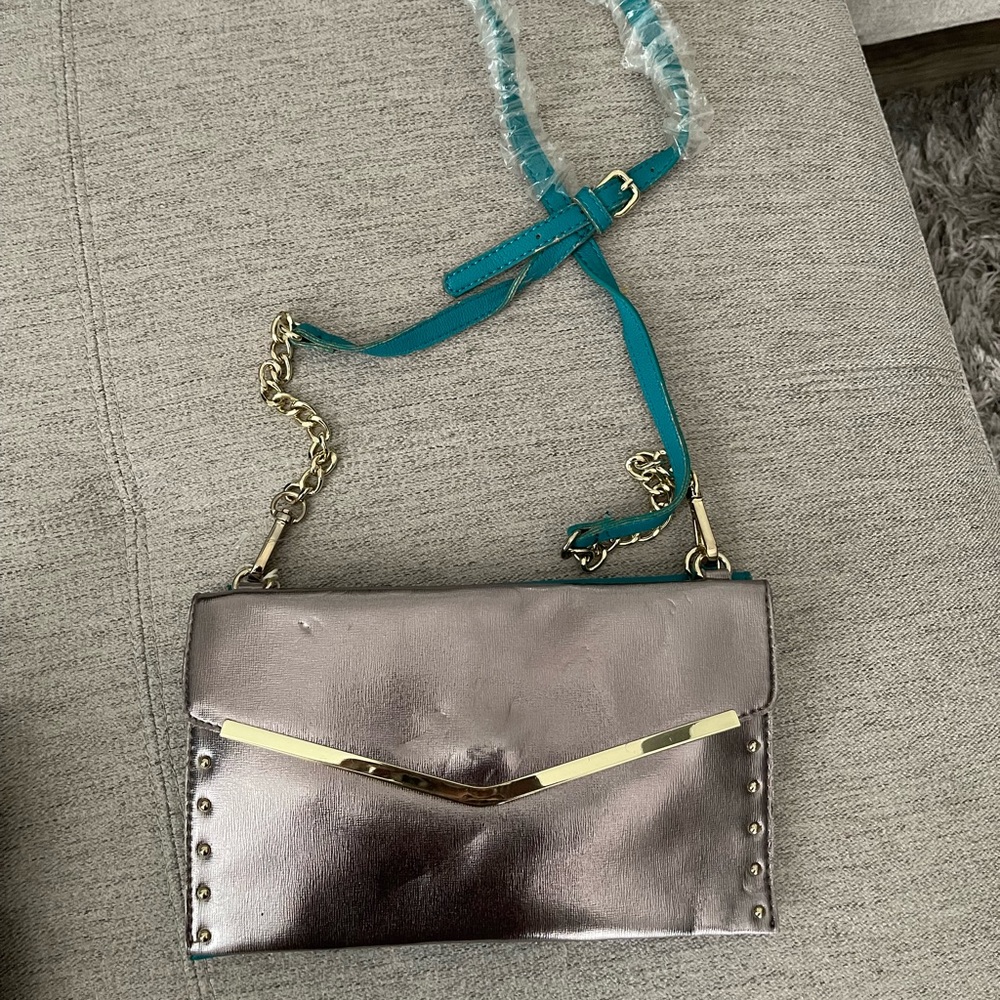 Gianni Bini crossbody Pewter & turquoise NWT